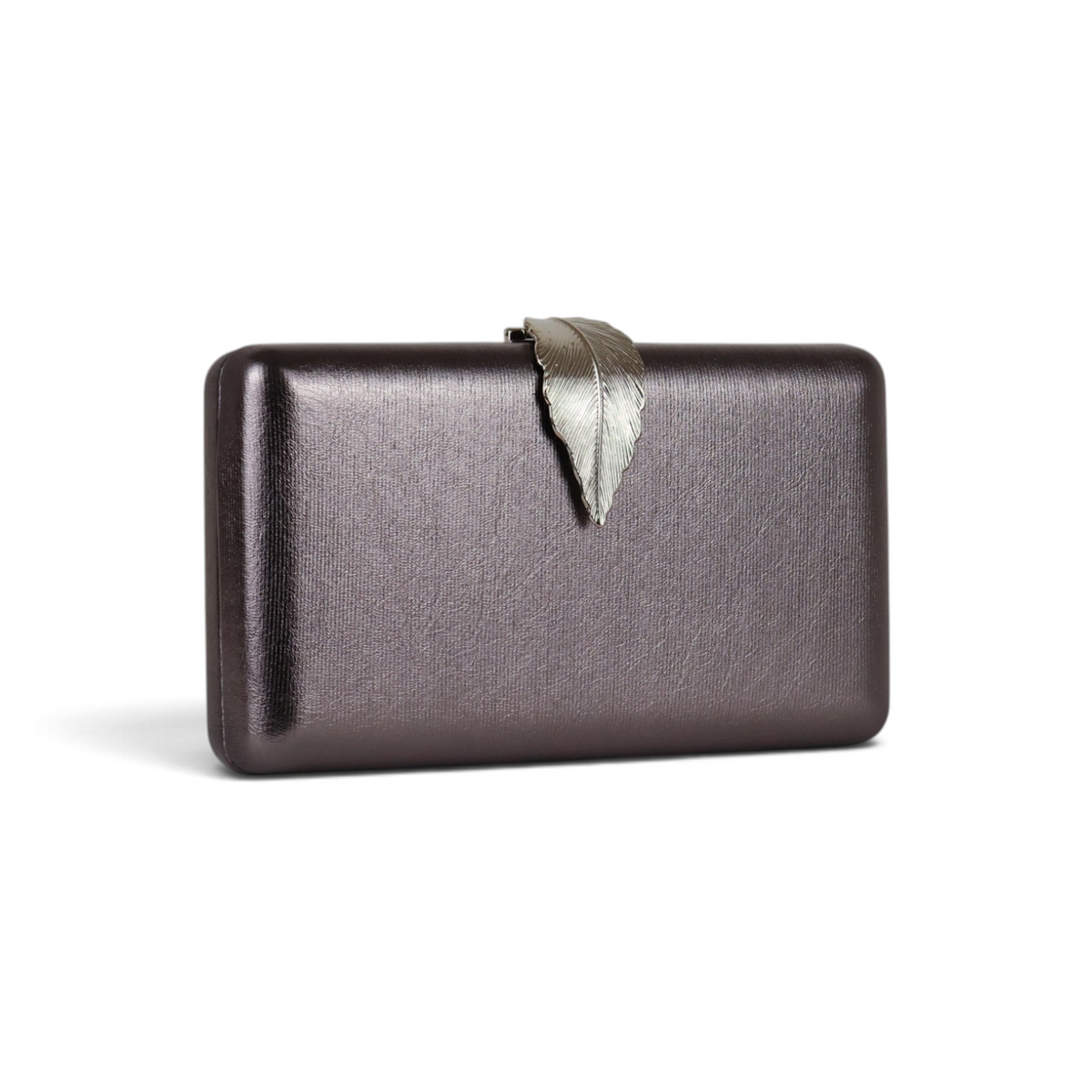 Bolsa Clutch Festa Fecho Folha Prata Envelhecida
