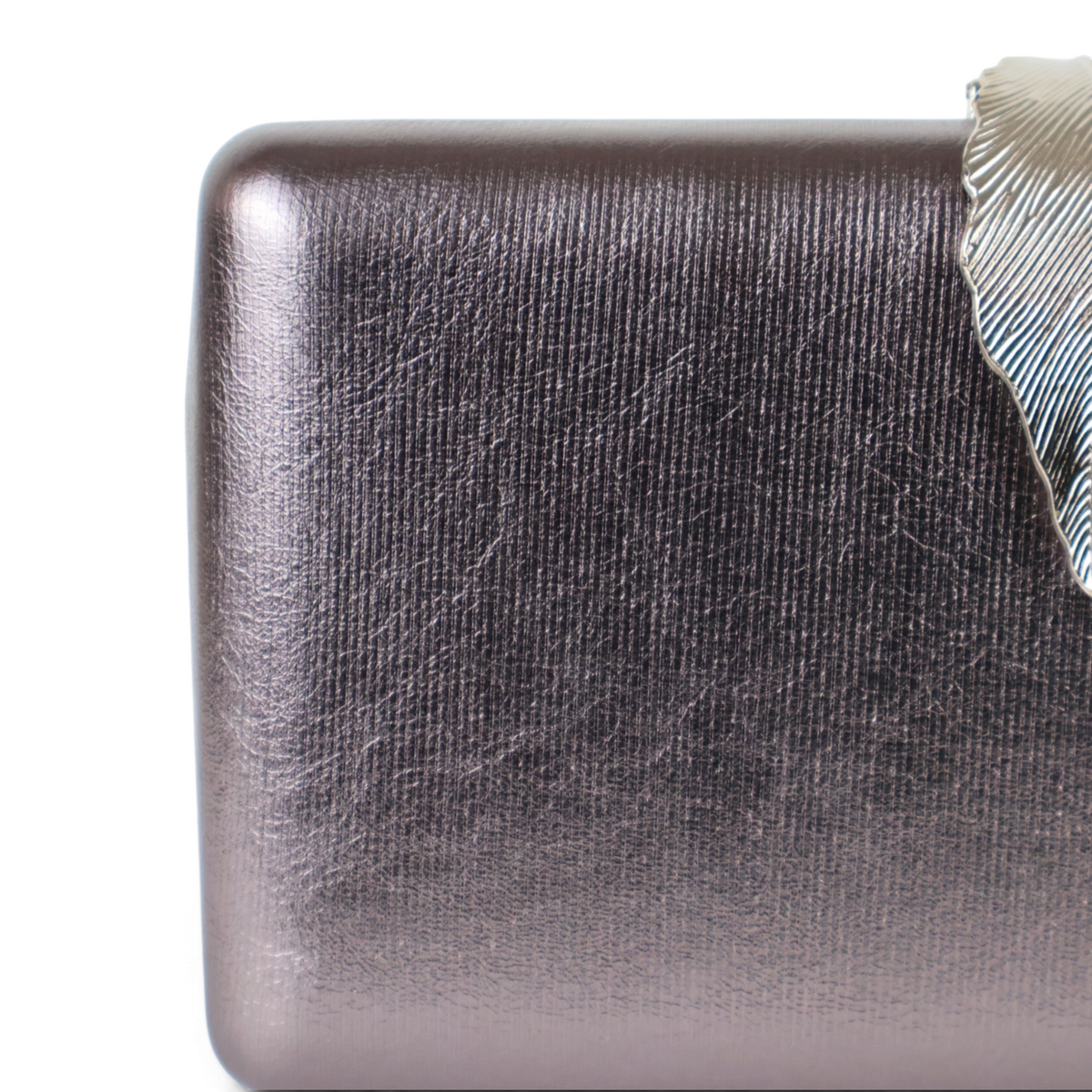 Bolsa Clutch Festa Fecho Folha Prata Envelhecida