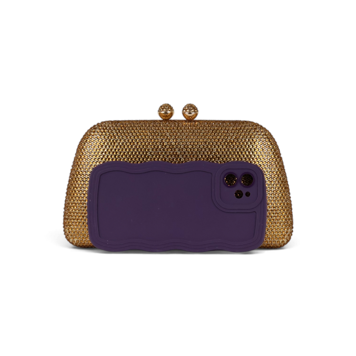 Bolsa de Festa Clutch Cristais Pedraria Dourada