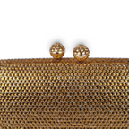 Bolsa de Festa Clutch Cristais Pedraria Dourada