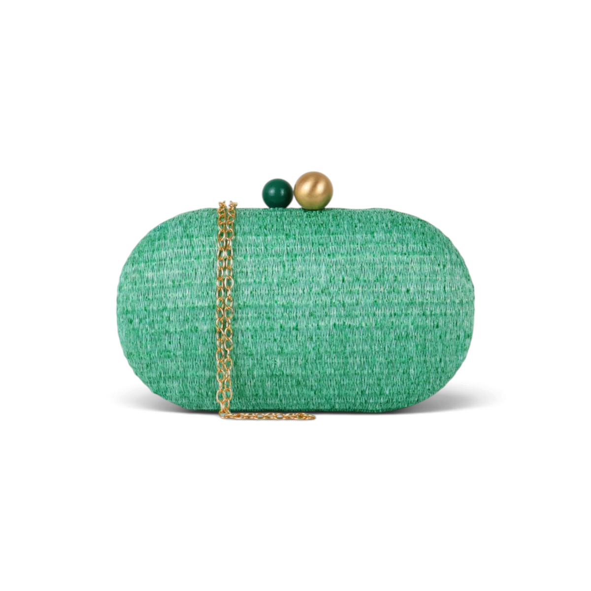 Bolsa de Festa Clutch Palha Oval Verde Turquesa