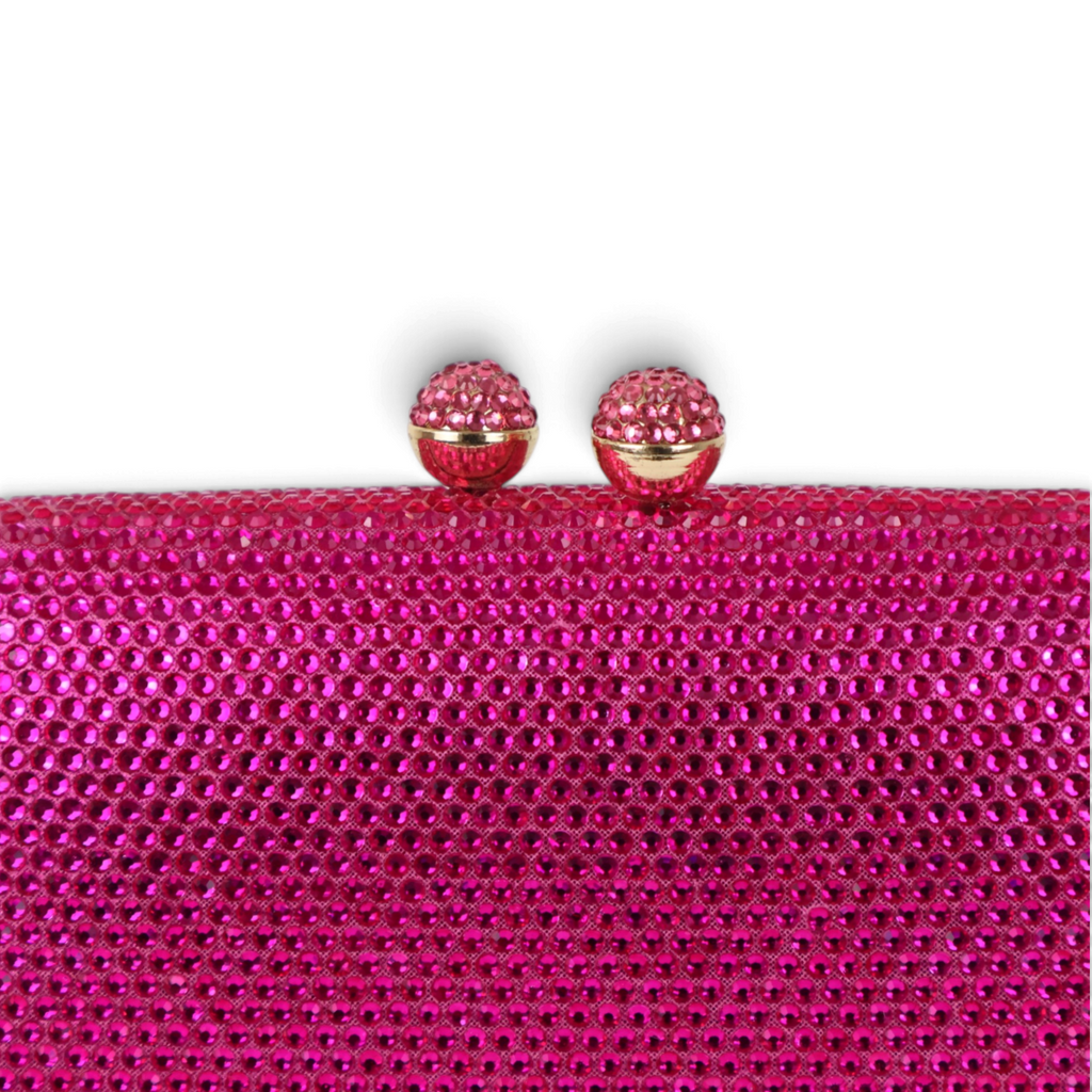 Bolsa de Festa Clutch Cristais Pedraria Rosa