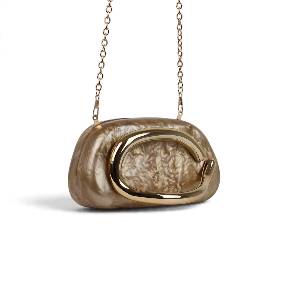 Bolsa de Festa Clutch Acrílico Perolado Marrom