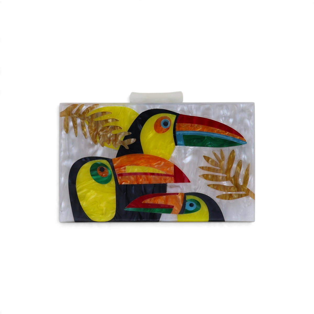 Bolsa de Festa Clutch Acrílico Toucan Branco