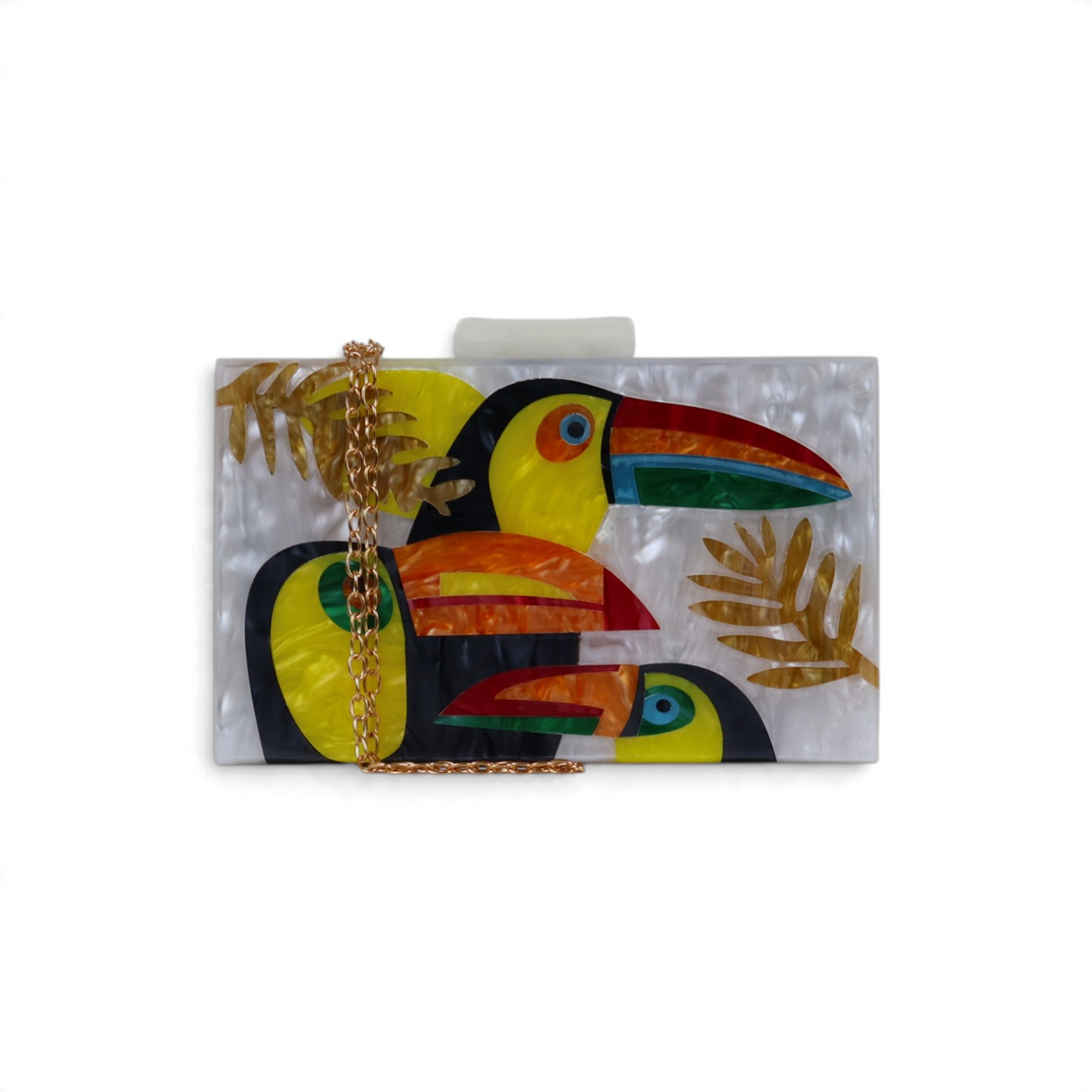 Bolsa de Festa Clutch Acrílico Toucan Branco