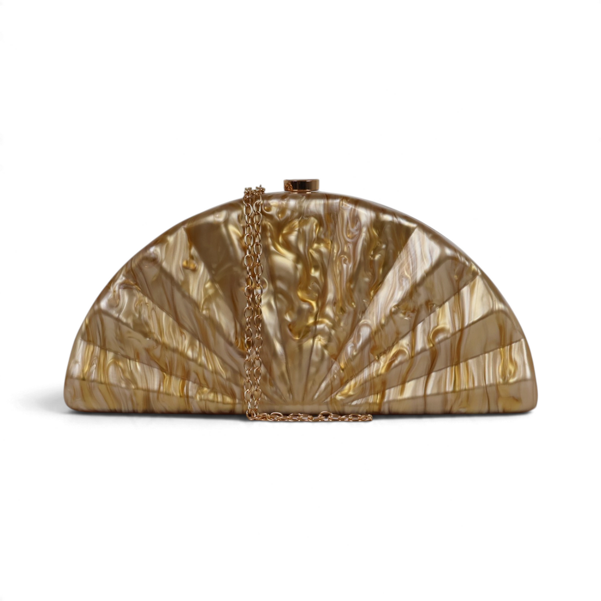 Bolsa de Festa Clutch Acrílico Perolado Meia Lua Marrom