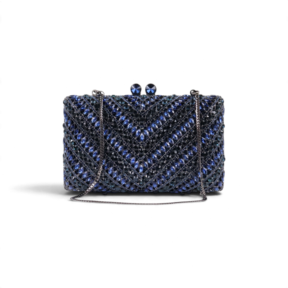 Bolsa Festa Clutch Pedraria Strass Azul