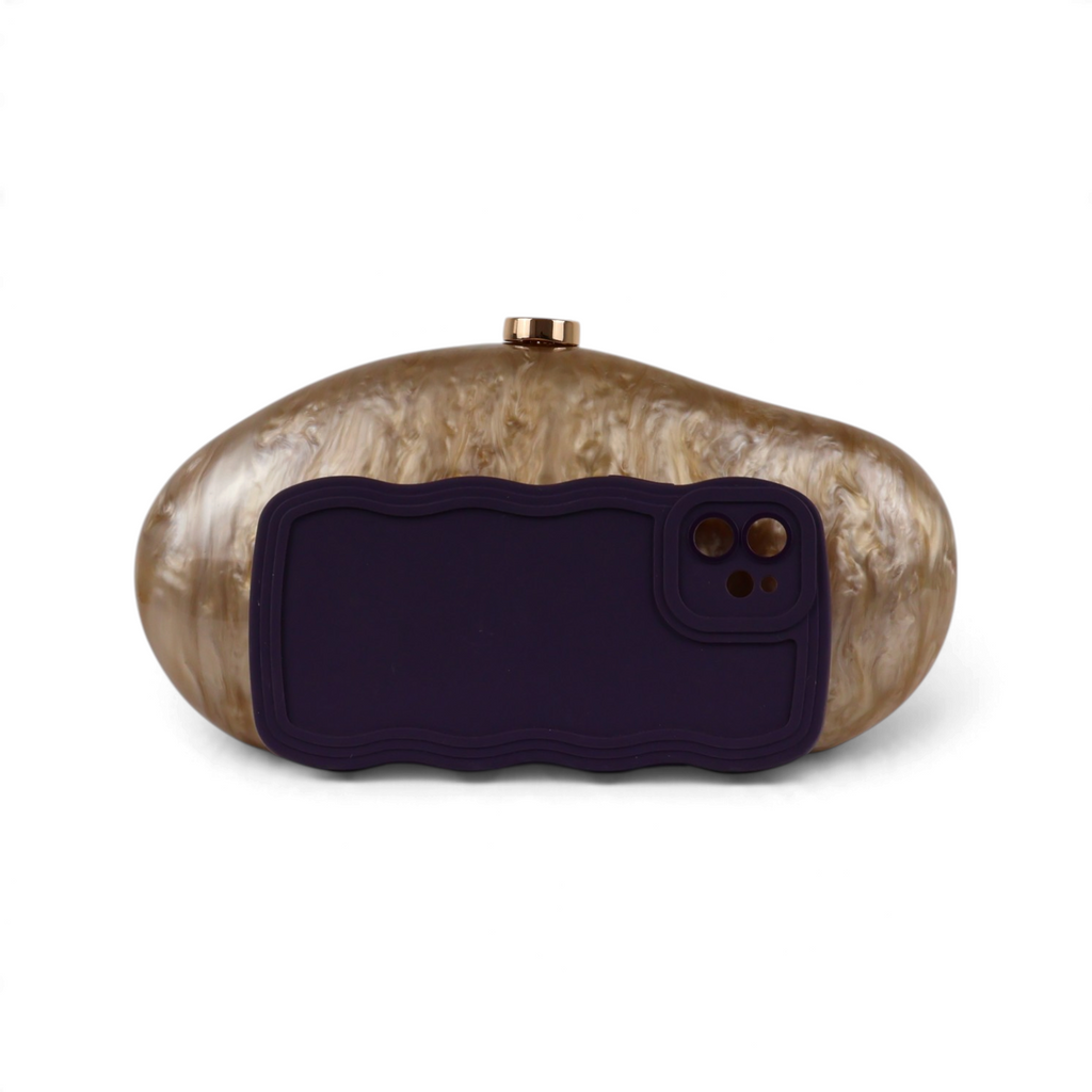 Bolsa Festa Clutch Acrílico Marrom Claro