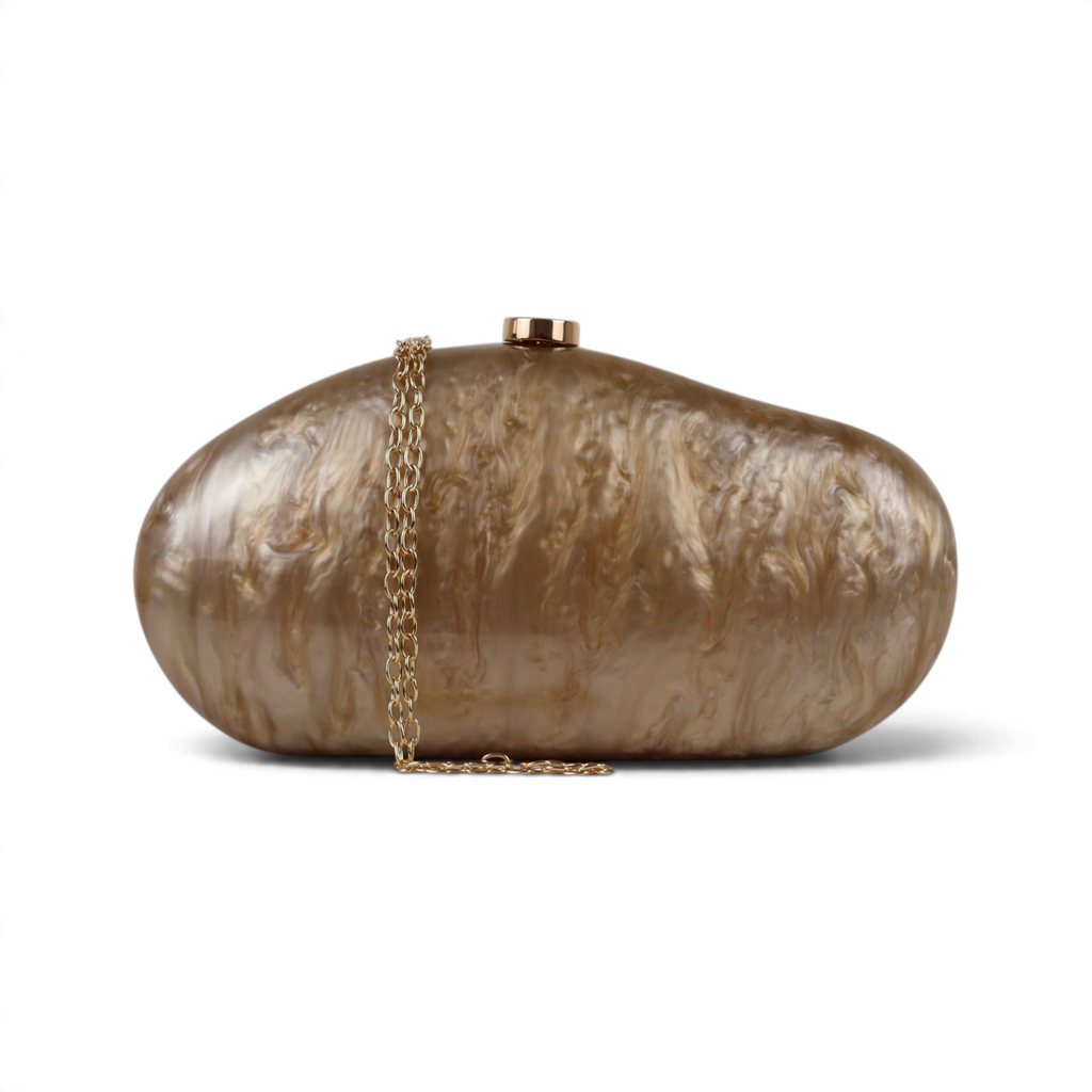 Bolsa Festa Clutch Acrílico Marrom Claro