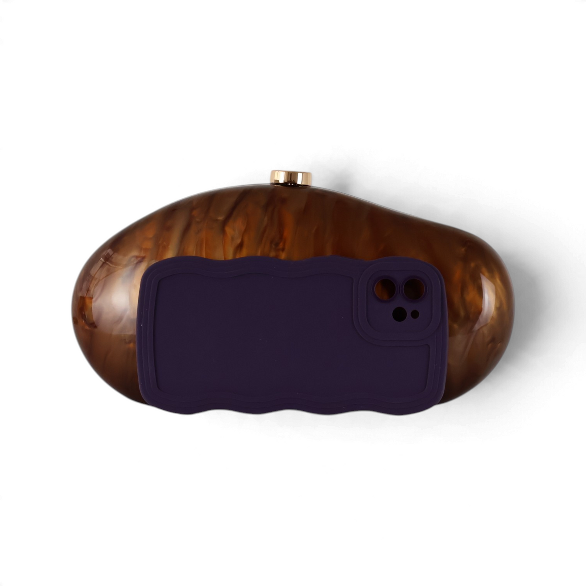 Bolsa Festa Clutch Acrílico Marrom