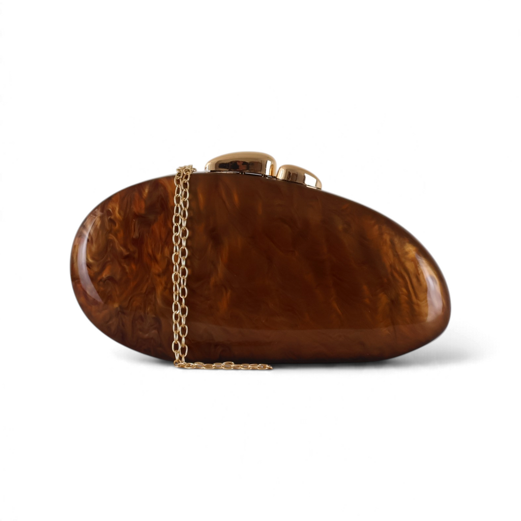 Bolsa Festa Clutch Acrílico Marrom
