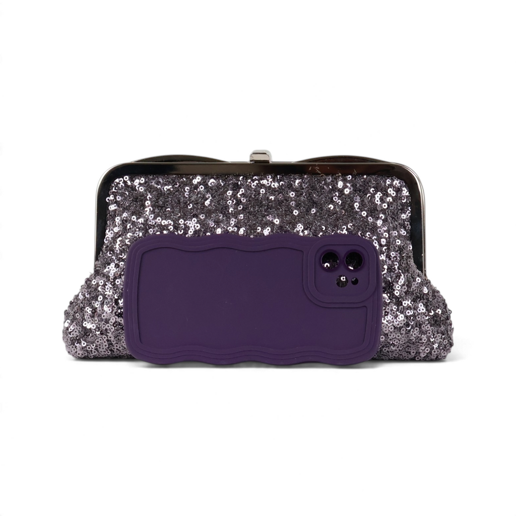 Bolsa de Festa Clutch Pouch Bicompartimento Prata Envelhecida