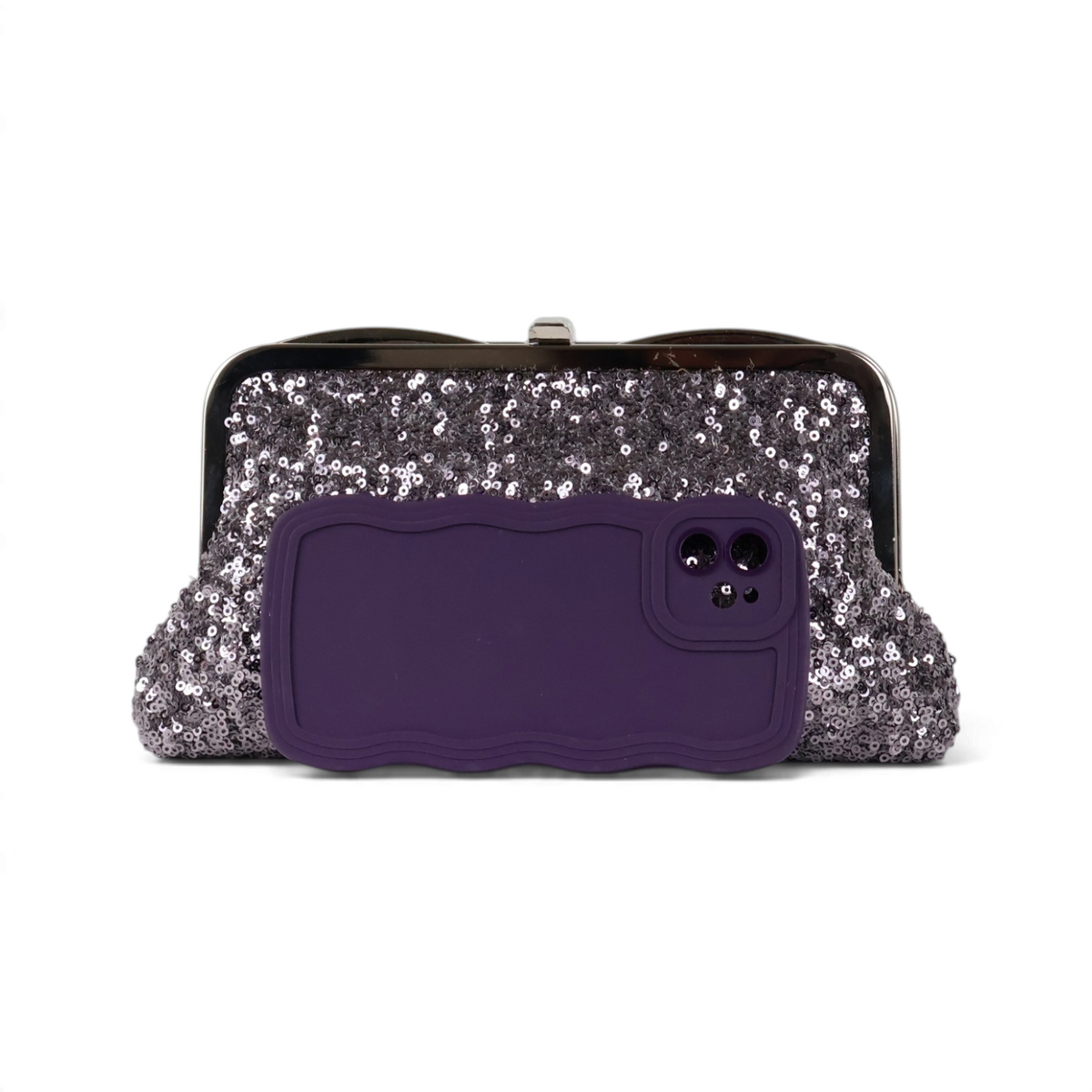 Bolsa de Festa Clutch Pouch Bicompartimento Prata Envelhecida