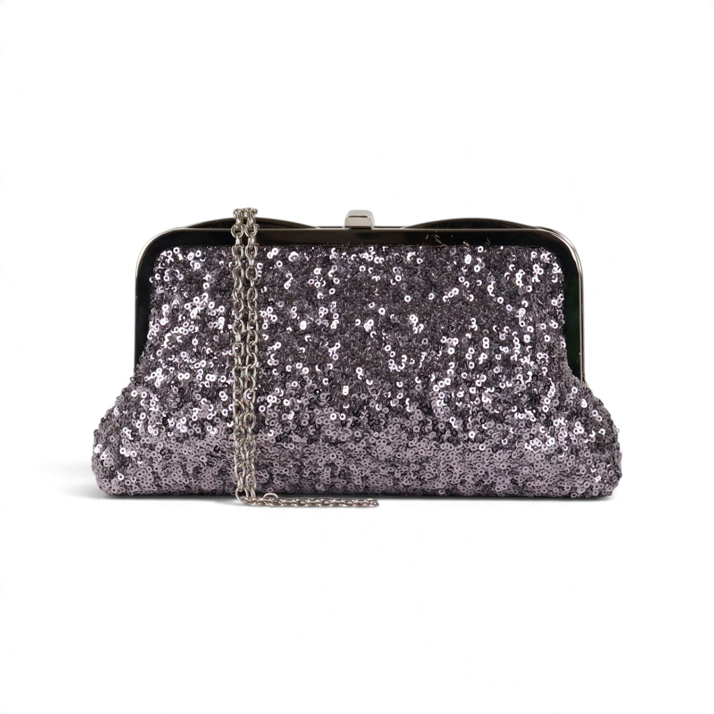 Bolsa de Festa Clutch Pouch Bicompartimento Prata Envelhecida