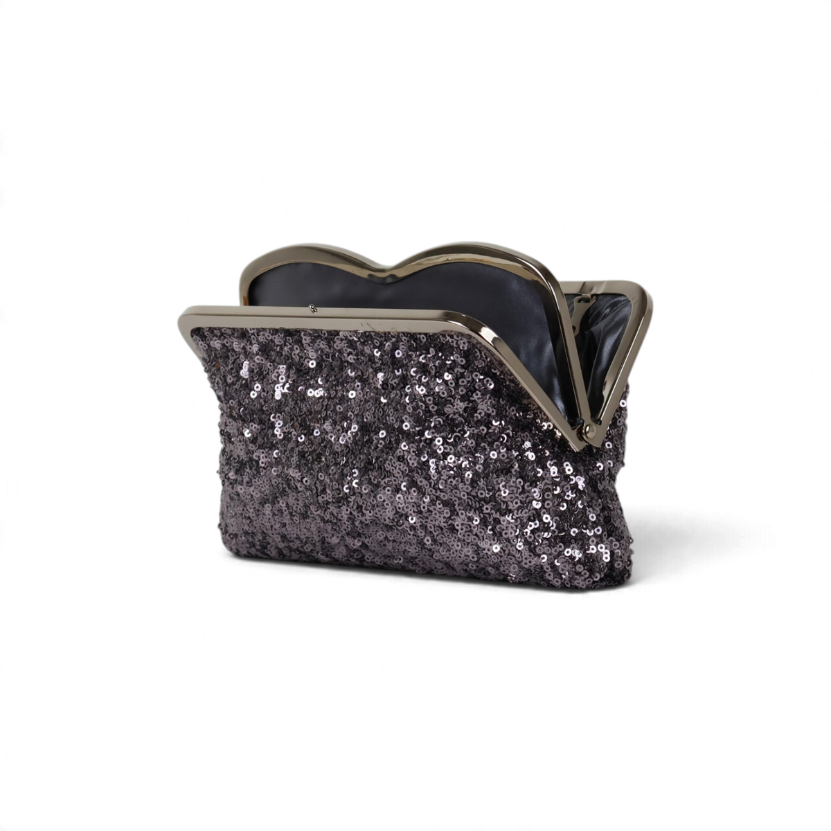 Bolsa de Festa Clutch Pouch Bicompartimento Prata Envelhecida