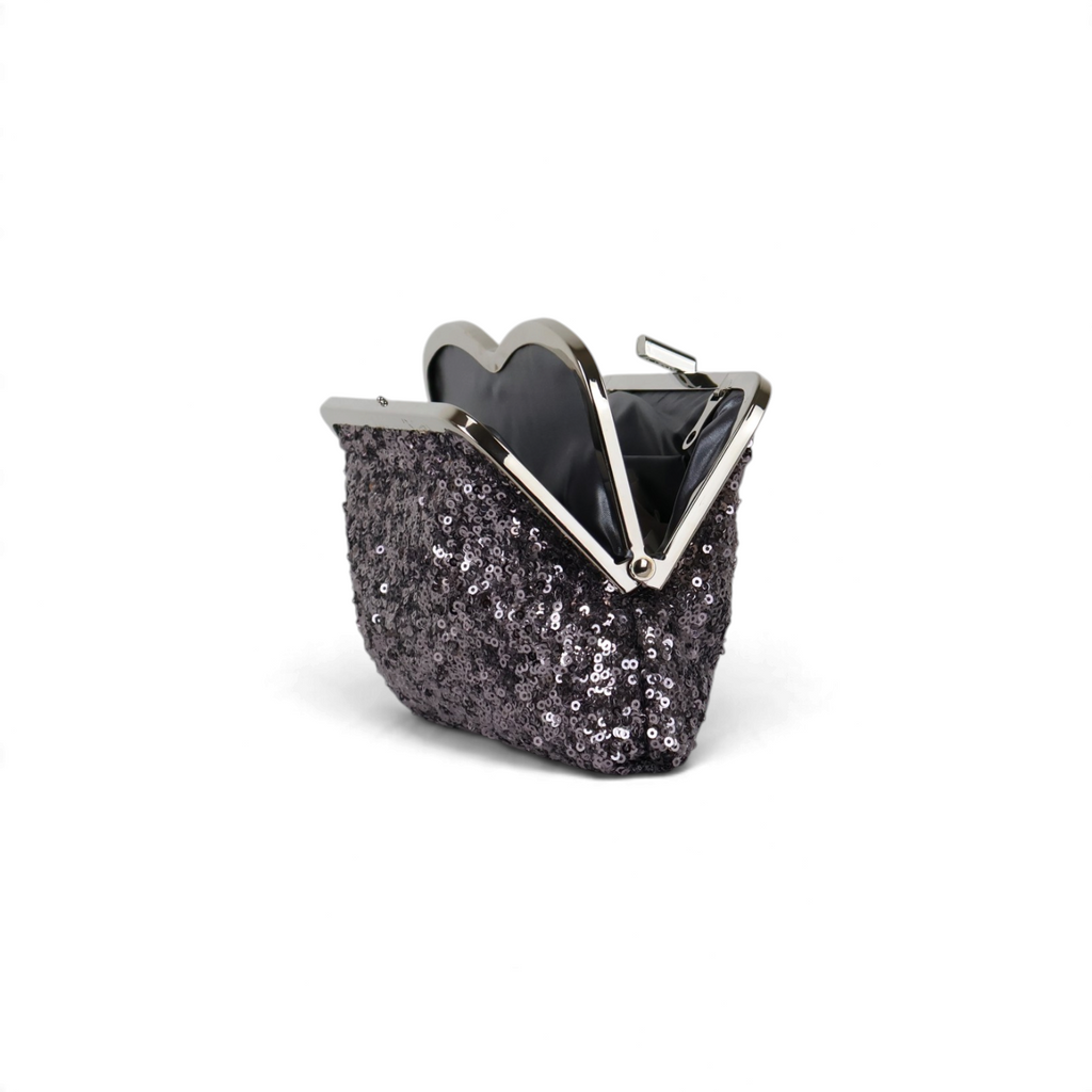 Bolsa de Festa Clutch Pouch Bicompartimento Prata Envelhecida