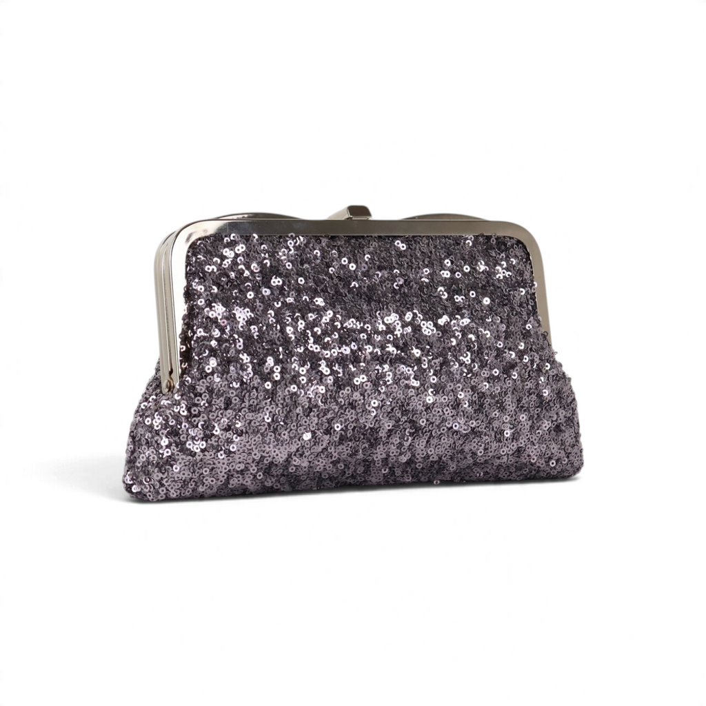 Bolsa de Festa Clutch Pouch Bicompartimento Prata Envelhecida