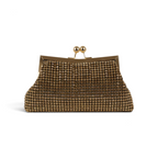 Bolsa Transversal de Mão Pouch Strass Dourada