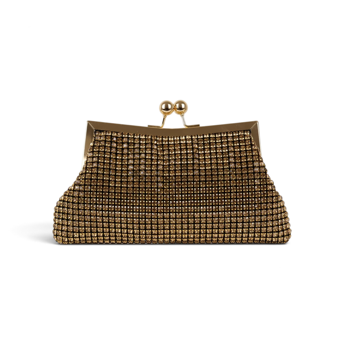 Bolsa Transversal de Mão Pouch Strass Dourada