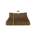 Bolsa Transversal de Mão Pouch Strass Dourada