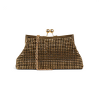 Bolsa Transversal de Mão Pouch Strass Dourada