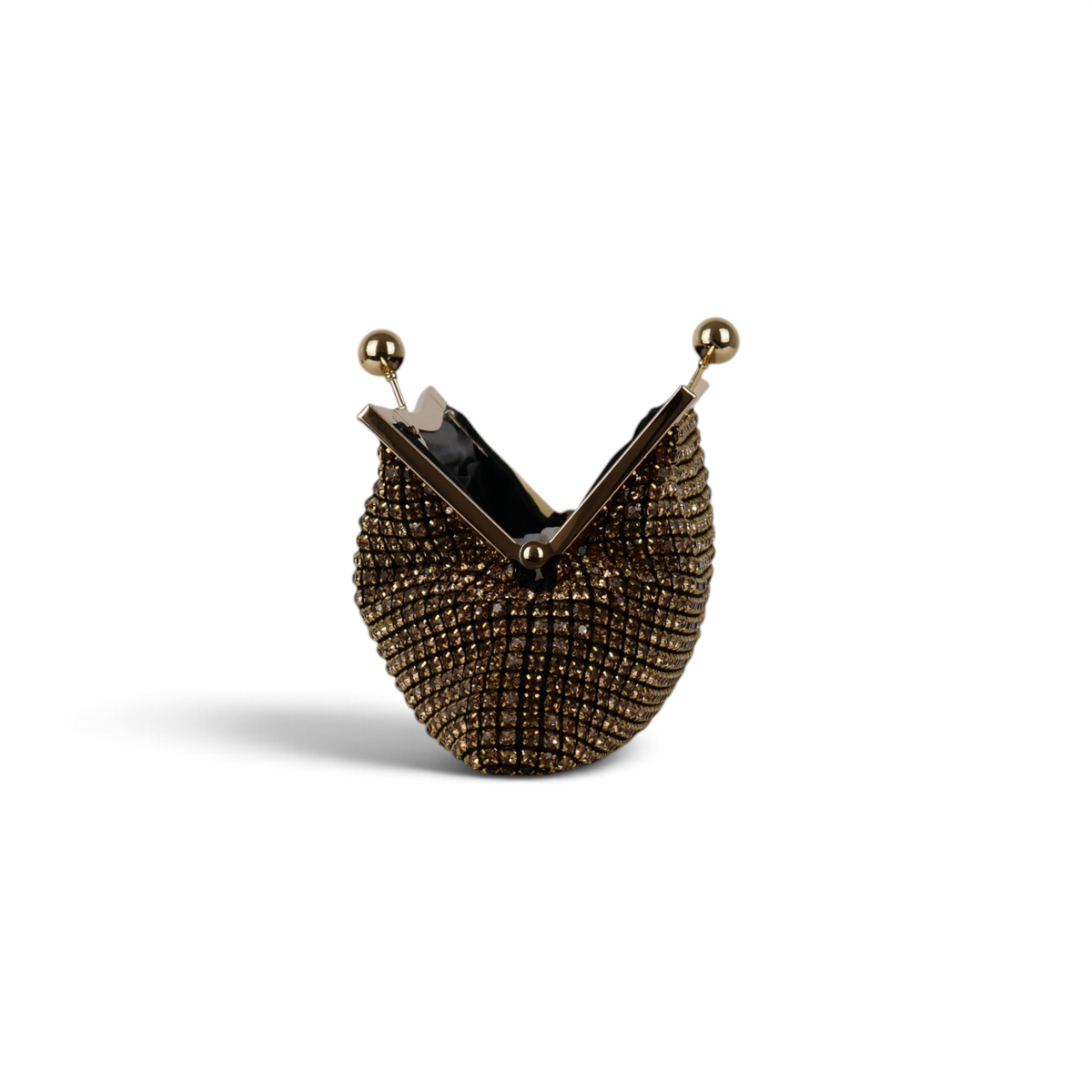 Bolsa Transversal de Mão Pouch Strass Dourada