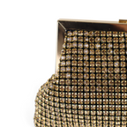 Bolsa Transversal de Mão Pouch Strass Dourada
