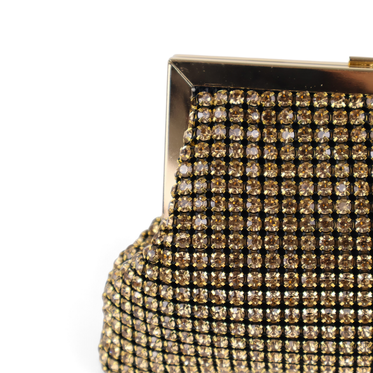 Bolsa Transversal de Mão Pouch Strass Dourada