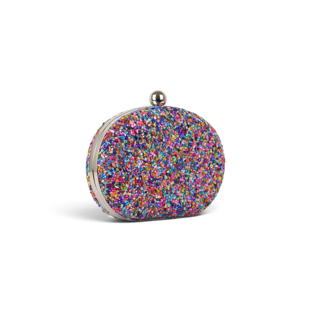 Bolsa Festa Clutch Pedraria Oval Colorida