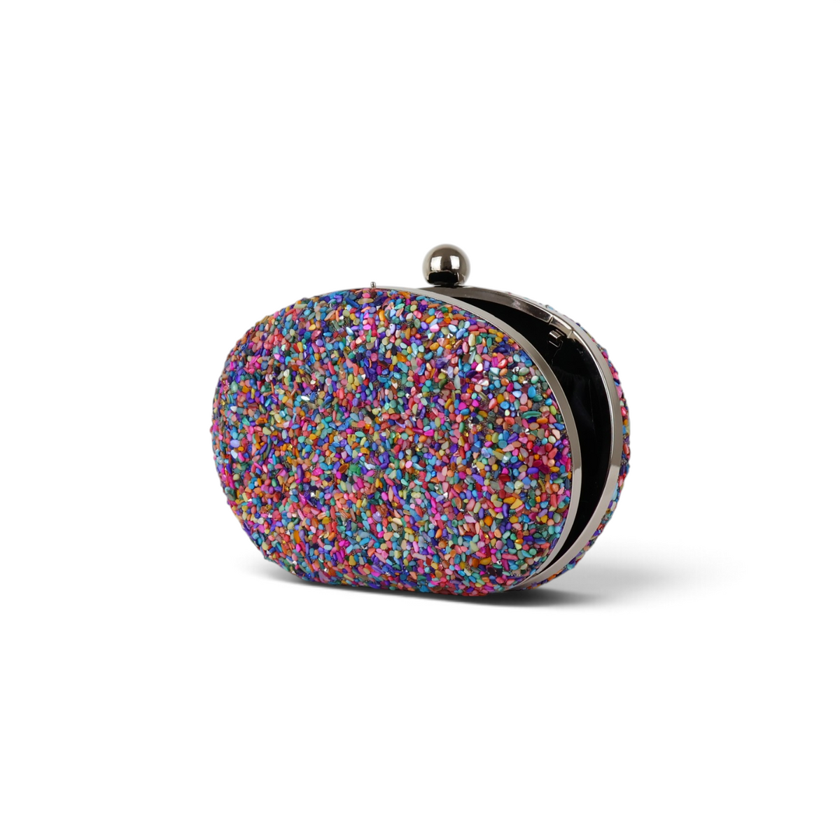 Bolsa Festa Clutch Pedraria Oval Colorida