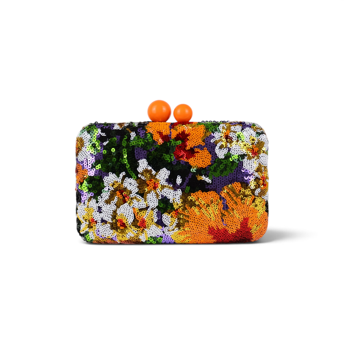 Bolsa Clutch Festa Bordada Flores Laranja