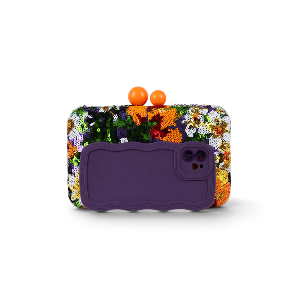 Bolsa Clutch Festa Bordada Flores Laranja