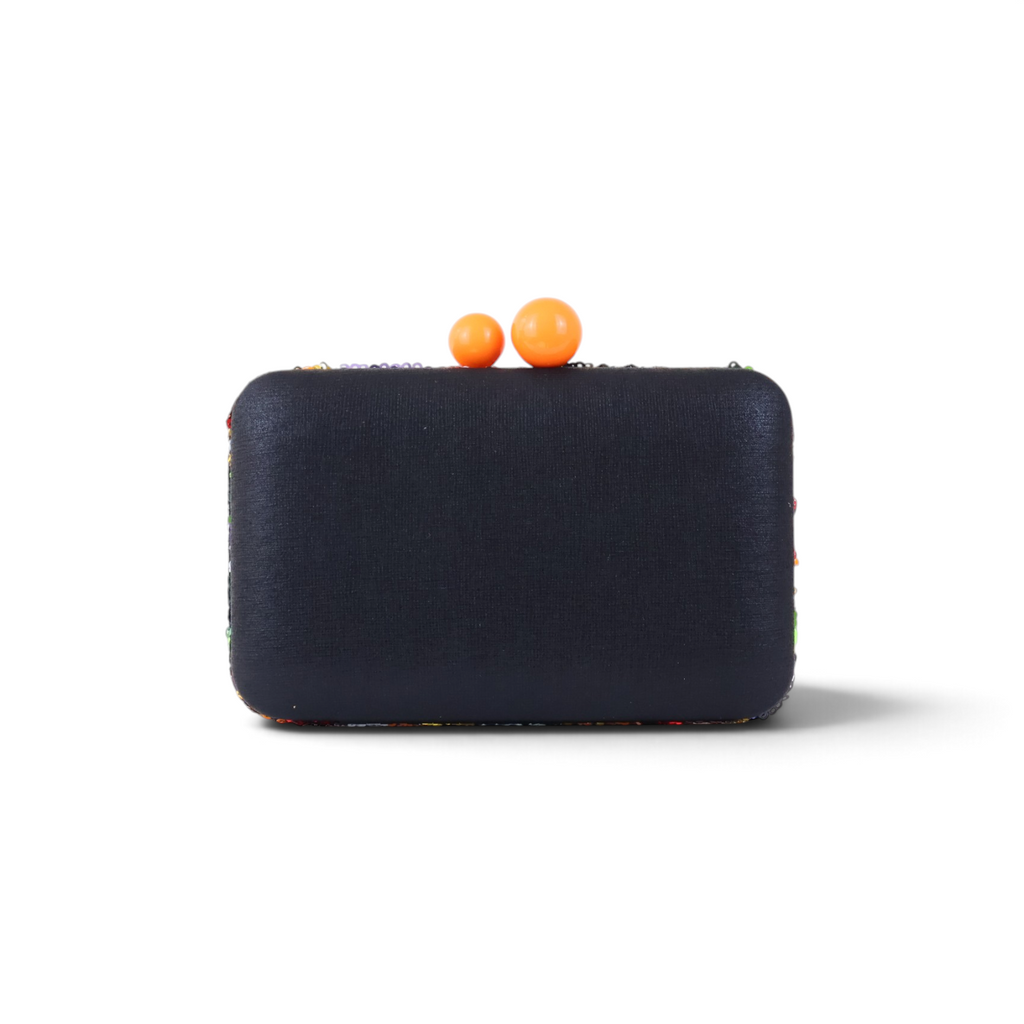 Bolsa Clutch Festa Bordada Flores Laranja