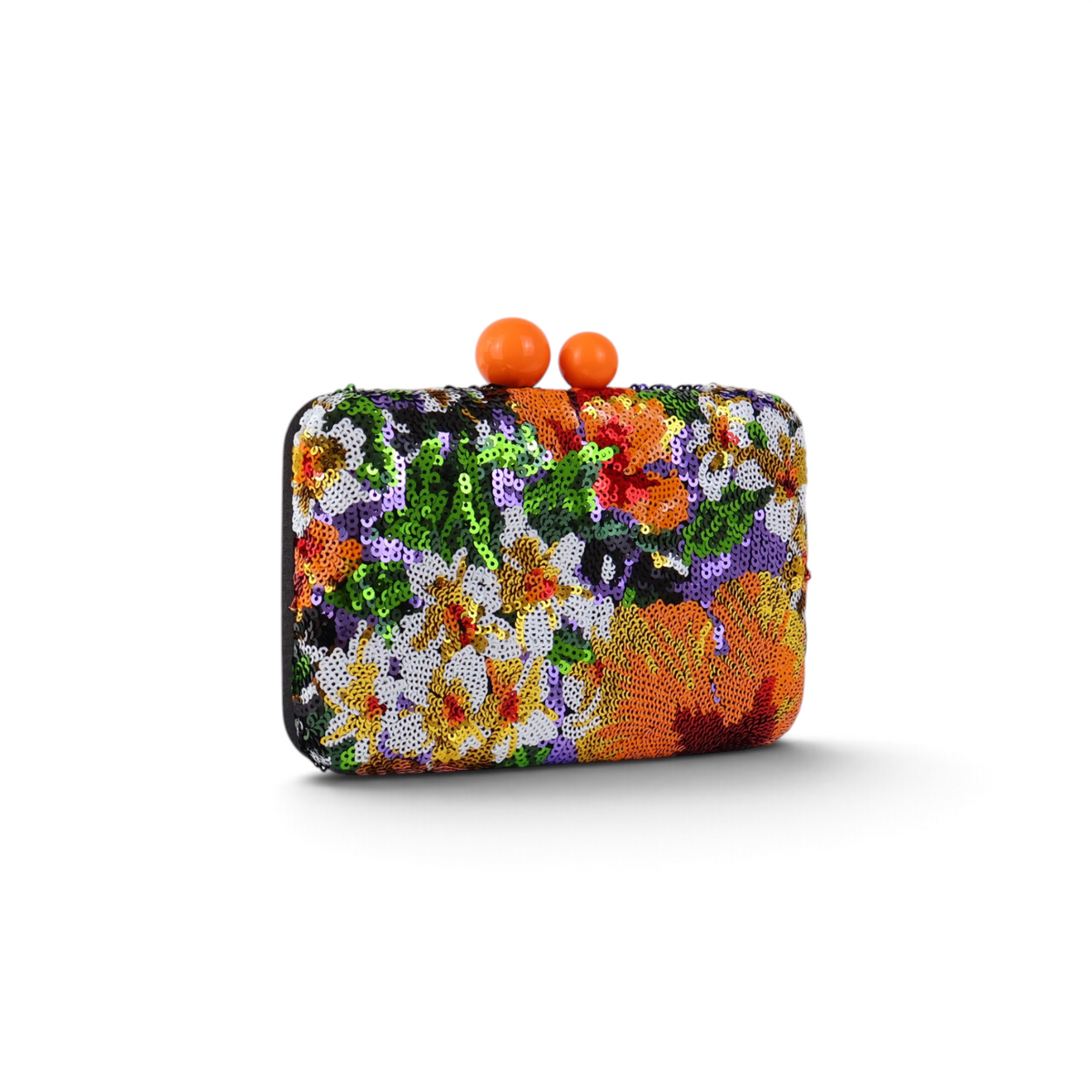 Bolsa Clutch Festa Bordada Flores Laranja