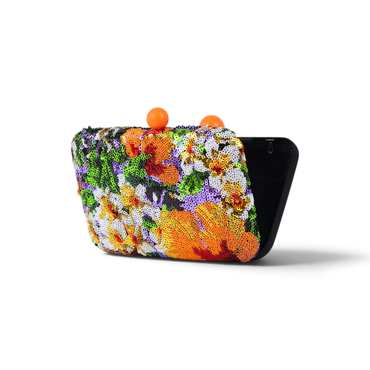 Bolsa Clutch Festa Bordada Flores Laranja
