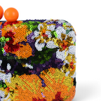 Bolsa Clutch Festa Bordada Flores Laranja