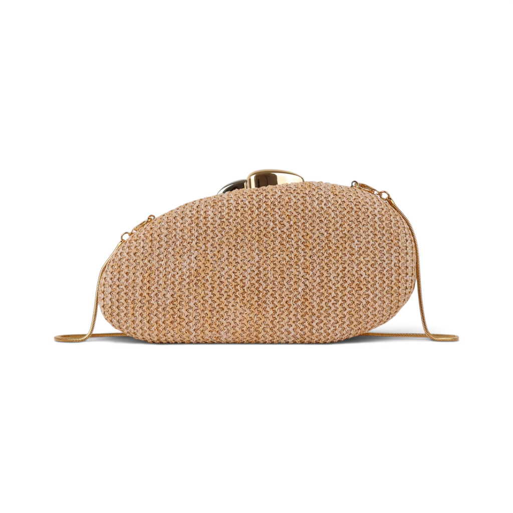 Bolsa de Festa Clutch Palha Bege