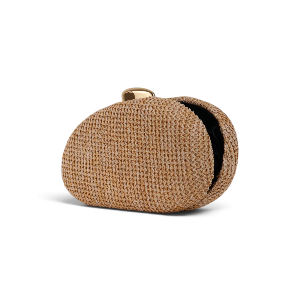 Bolsa de Festa Clutch Palha Bege