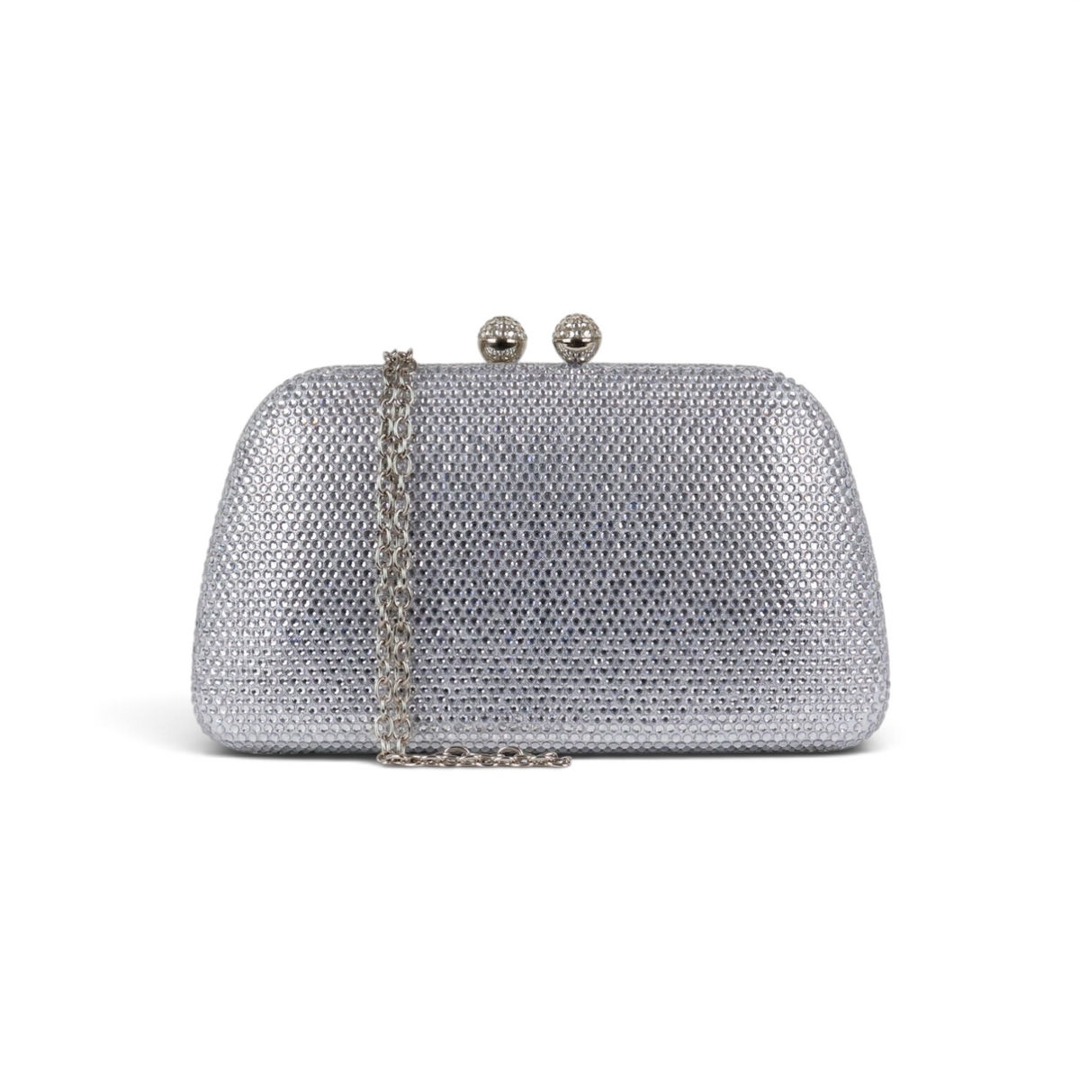 Bolsa de Festa Clutch Cristais Pedraria Prateada