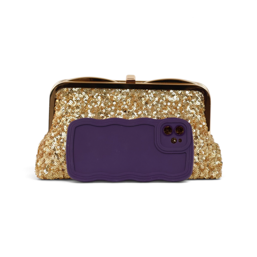 Bolsa de Festa Clutch Pouch Bicompartimento Dourada