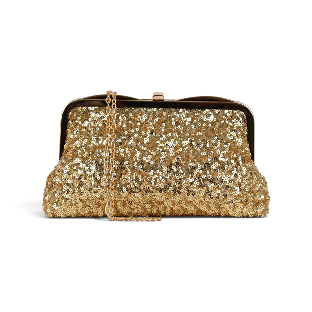 Bolsa de Festa Clutch Pouch Bicompartimento Dourada