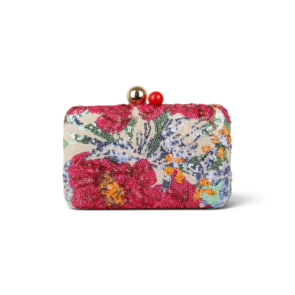 Bolsa Clutch Festa Bordada Flores Rosa