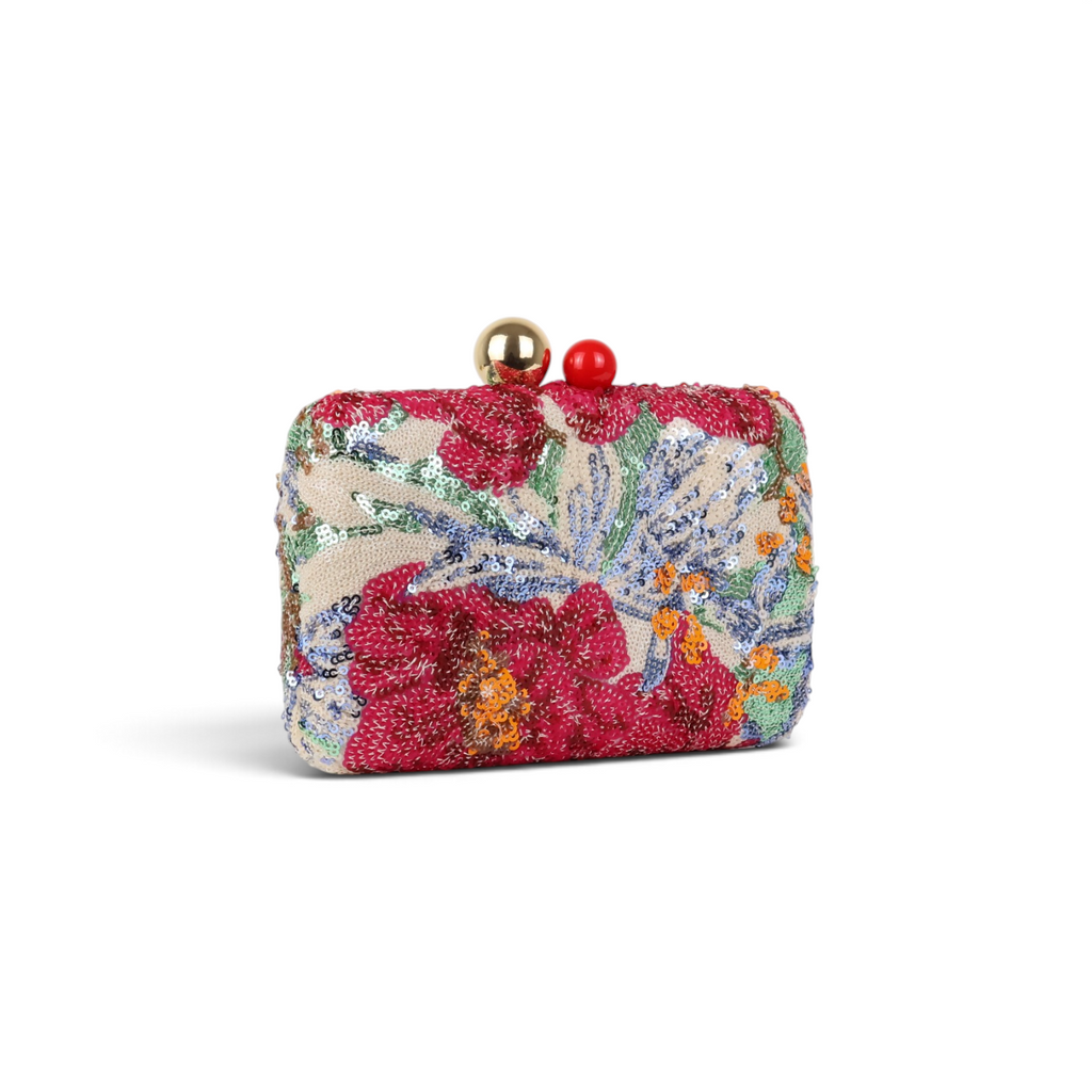 Bolsa Clutch Festa Bordada Flores Rosa