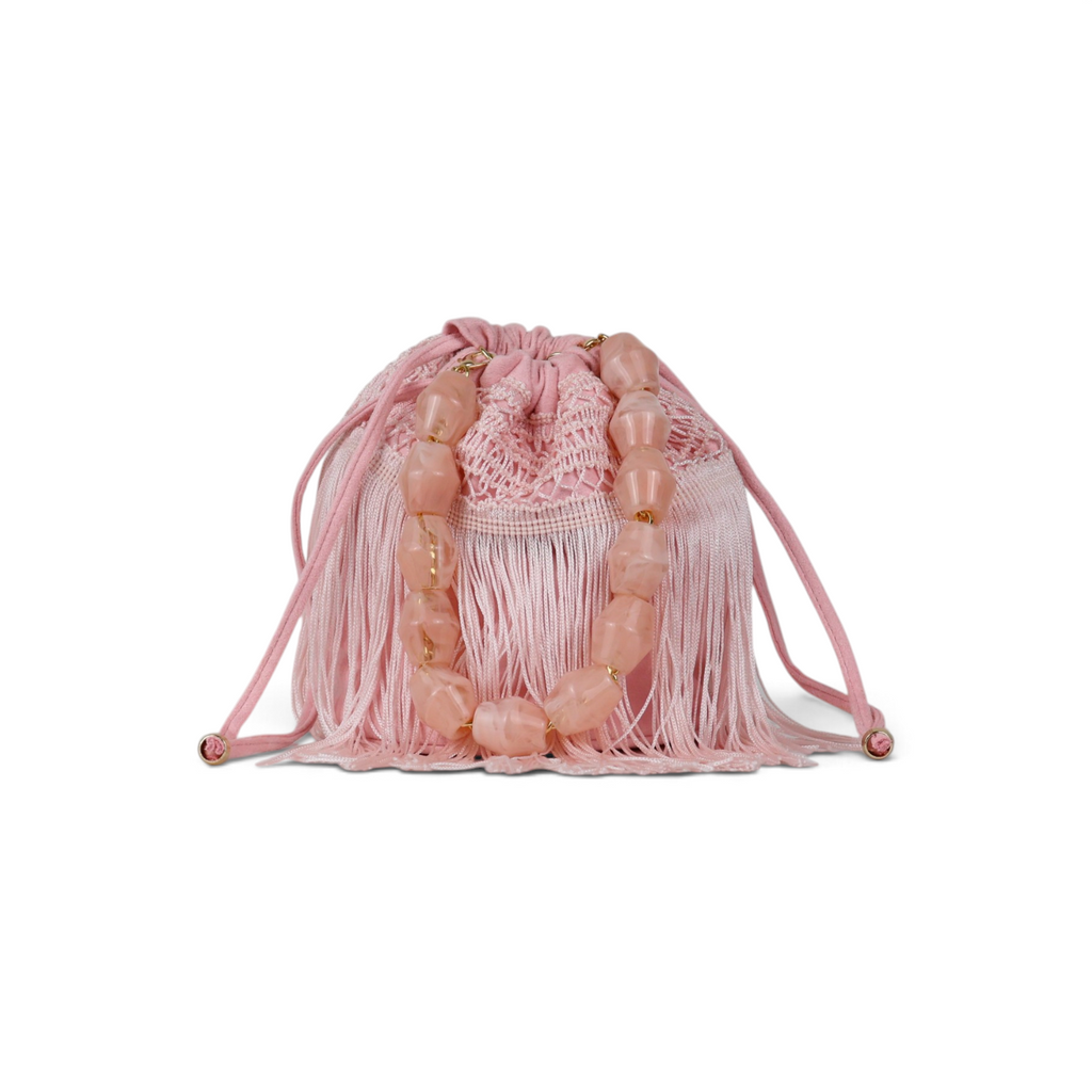 Bolsa de Mão Transversal Franja Tassel Rosa Bebê