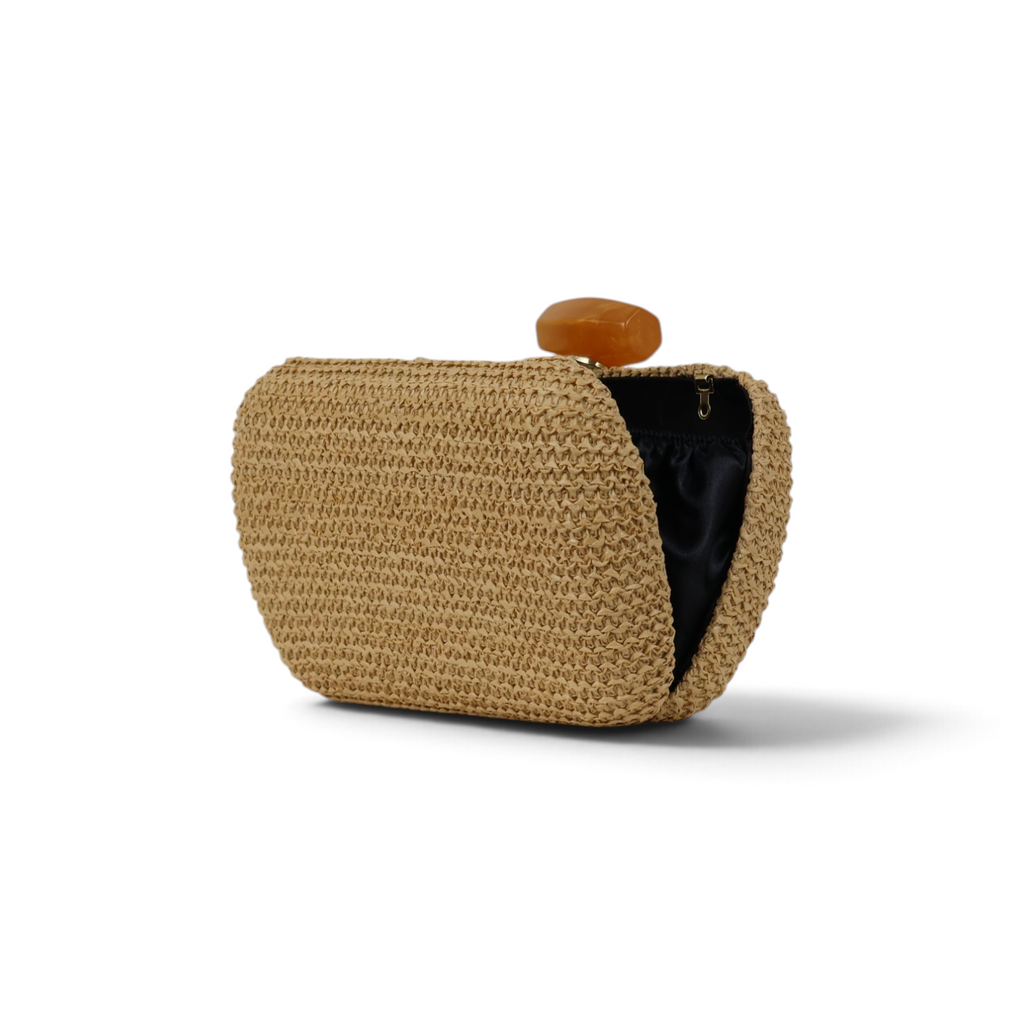 Bolsa de Festa Clutch Palha Bege