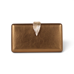 Bolsa Clutch Festa Fecho Folha Dourado Bronze
