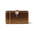 Bolsa Clutch Festa Fecho Folha Dourado Bronze