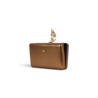 Bolsa Clutch Festa Fecho Folha Dourado Bronze