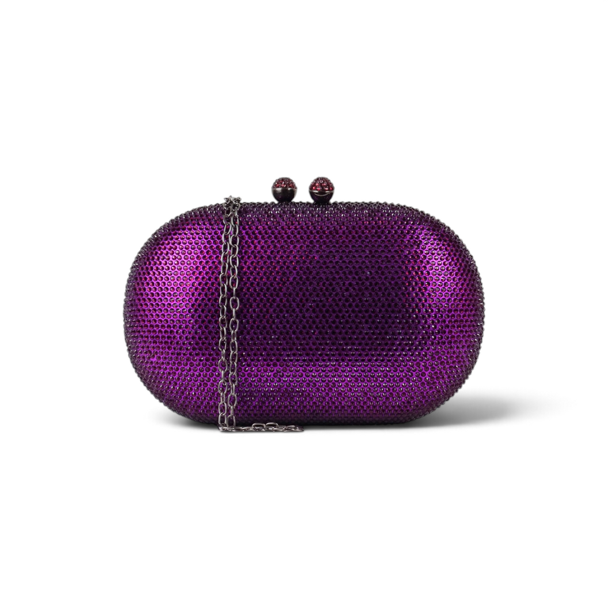 Bolsa de Festa Clutch Oval Pedraria Roxa