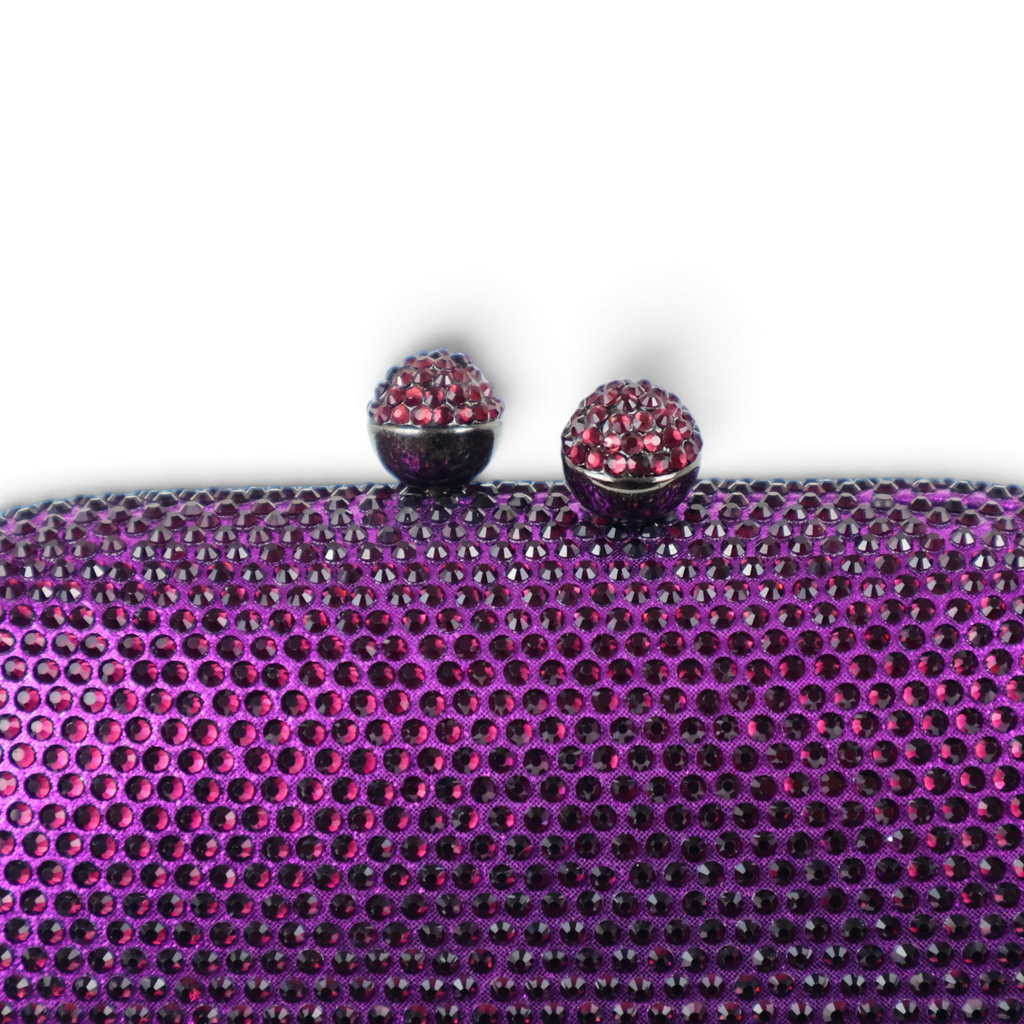 Bolsa de Festa Clutch Oval Pedraria Roxa